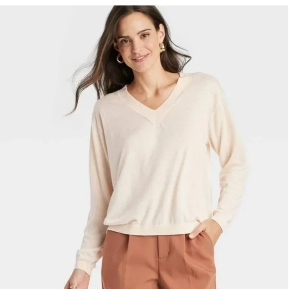 NWT A New Day Women's Fine Gauge V-Neck Pullover Sweater - Picture 1 of 5